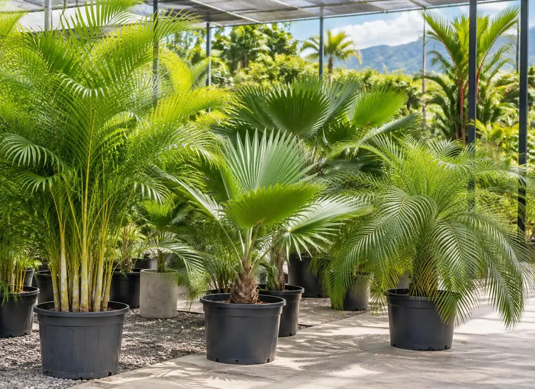 Variedades de palmeras ornamentales cultivadas en vivero