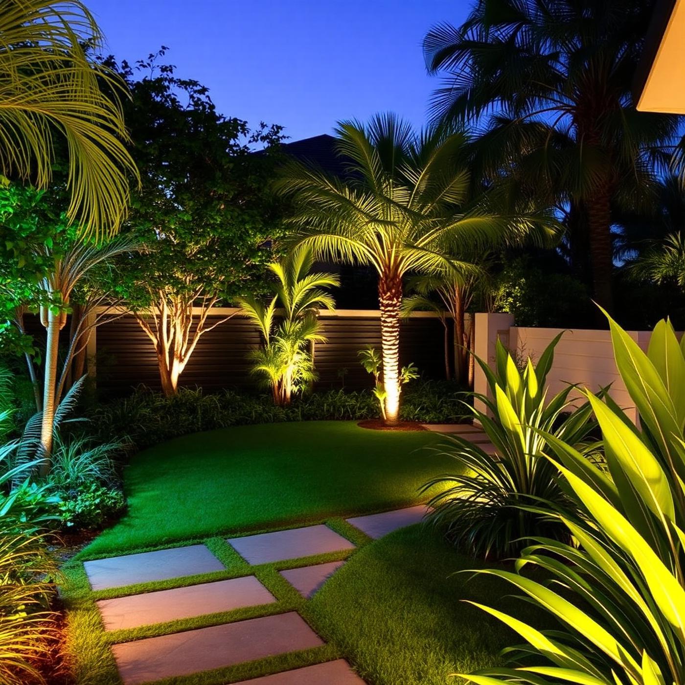 Jardín moderno iluminado diseñado por Vivero Sembrando Vida